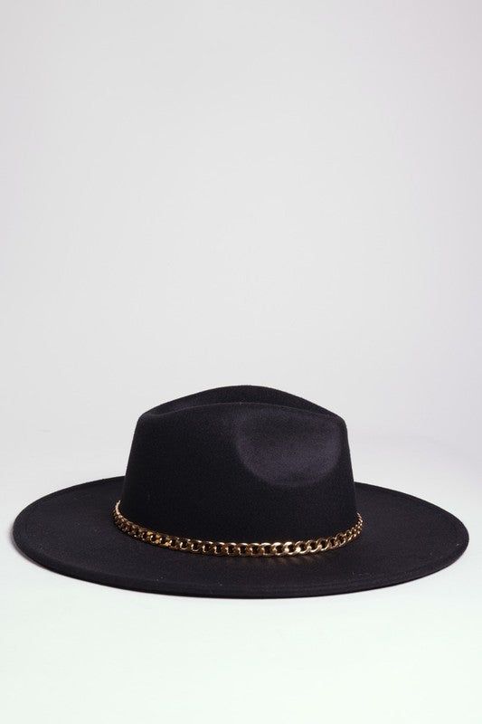 - Suede felt fedora- Solid color fedora - Gold chain fedora- Panama style fedora- Wide brim - Classic fedora hat- Fashion hat- Fall fedora- Winter fedora- Summer fedora- Spring fedora- Lightweight and comfortable fit - Casual luxury- Approximate measurements: Height: 4", brim: 3.5", circumference: 47.5"Style: casualMaterial Composition: - 100% polyester Winter Fedora, Fedora Hat Style, Panama Style, Summer Fedora, Women Fedora, Chic Fashionista, Casual Luxury, Wide Brim Fedora, Felt Fedora