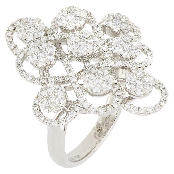 A diamond ring, nicely designed In symmetry, decorated by brilliant-cut diamonds weighing 1.73 carats in total, mounted in 18 Karat white gold. A beautiful ring which can be worn for any occasion. The brand is renowned for its high jewellery collections with fabulous designs. Our designs reflect the cultural and aesthetic value of its origin – Macau, where East meets West, with the inspiration from the beauty of oriental and Roman art. The finest hand selected precious stones inspire our designe Roman Art, Contemporary Ring, Diamond Jewelry Designs, Gold Diamond Ring, White Gold Diamond Rings, Gold Diamond Rings, Exquisite Jewelry, Macau, High Jewelry