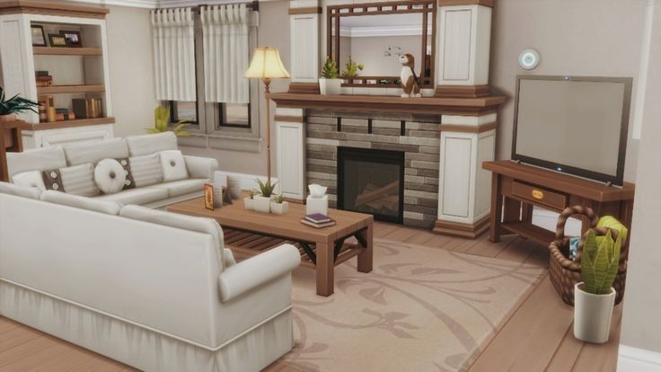 a living room filled with furniture and a fire place