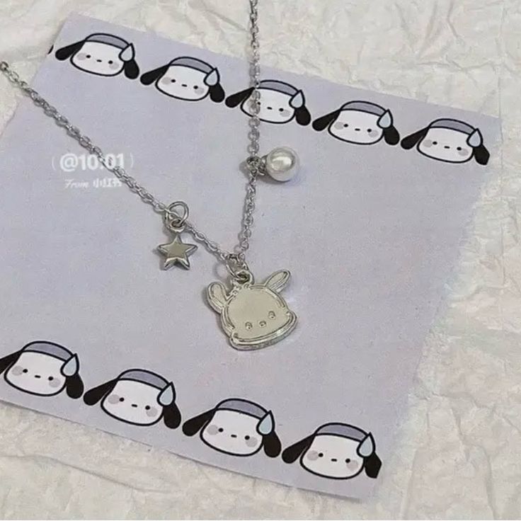 Nip Sanrio’s Pochacco S925 Necklace Cute Silver Charm Necklaces With Clavicle Chain, Cute Silver Charm Necklaces For Everyday, Pochacco Necklace, Pochacco Stuff, Sanrio Necklace, Sanrio Jewelry, Necklaces Cute, Bracelet Craft Diy, Soldering Jewelry