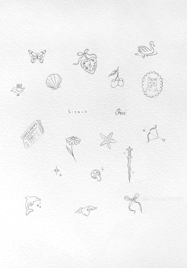 a drawing of different things on paper