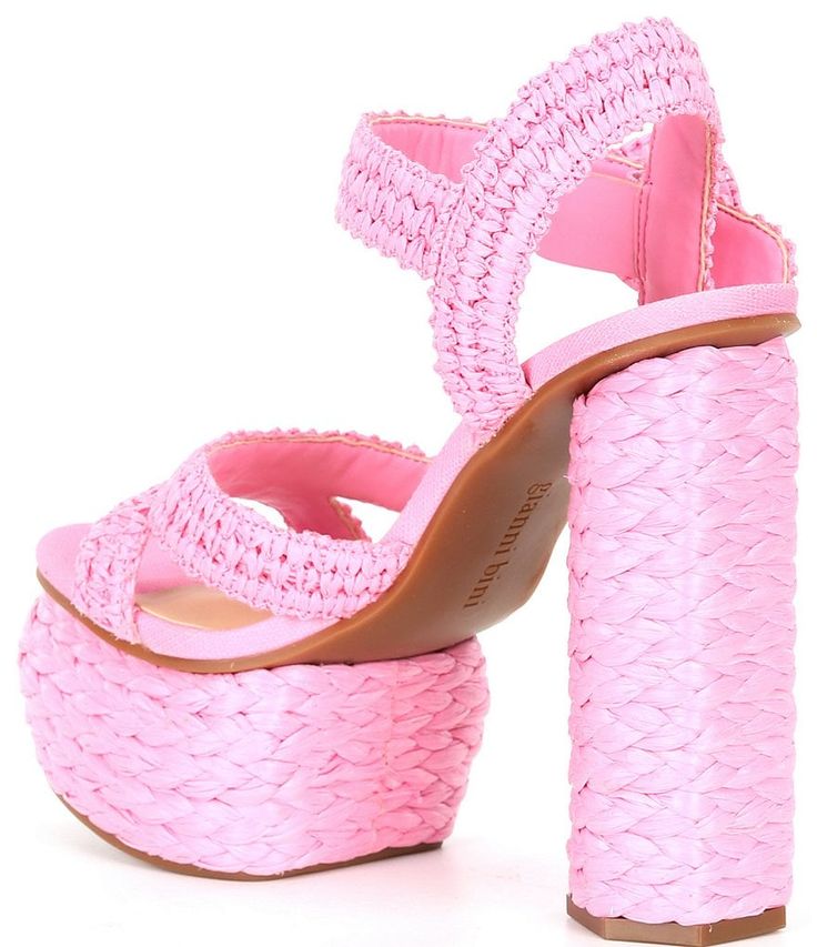 Party Sandals With Ankle Strap In Straw, Party Ankle Strap Straw Sandals, Ankle Strap Straw Sandals For Party, Straw Ankle Strap Sandals For Party, Party Open Toe Straw Sandals, Party Straw Open Toe Sandals, Summer Party Heels In Woven Leather, Straw Open Toe Sandals For Party, Straw Sandals With Braided Ankle Straps