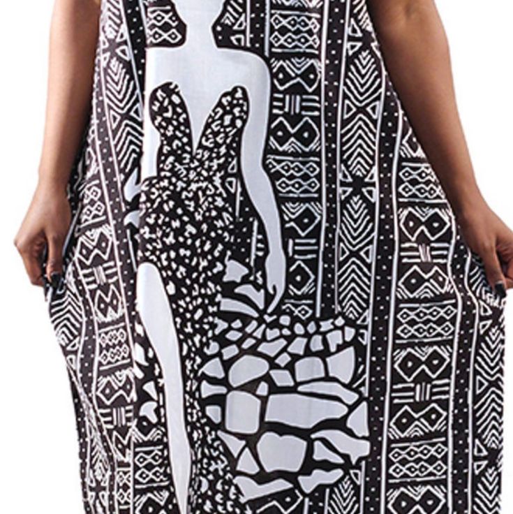 Features A Tradition Black And White Mud Print Design With A Black And White Image Of An African Woman On The Front. The Kaftan Is 54” In Length And Will Fit Up To A 66” Bust. Headwrap Included. 100% Cotton White Printed Maxi Dress For Beach Cover-up, Printed Black Maxi Dress For Beach Season, Black Printed Maxi Dress For Vacation, Casual Black Printed Beach Dress, Black Bohemian Printed Beach Dress, Black Printed Beach Dress Cover-up, Black Printed Beach Dress For Cover-up, Black V-neck Printed Beach Dress, Dresses Black And White