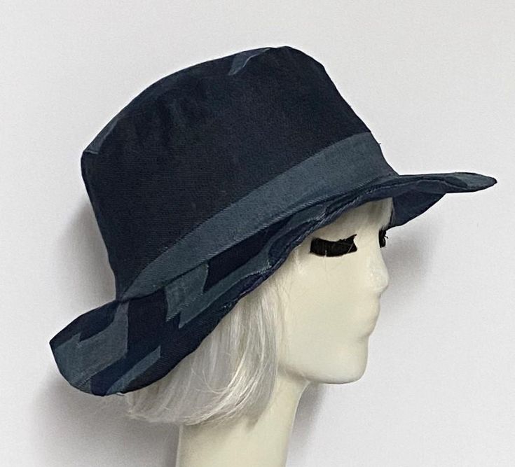 Patchwork Bucket Hat Blue Reversible Brimmed Hat, Fitted Cotton Hat With Curved Brim, Adjustable Pre-washed Bucket Hat, Adjustable Cotton Fedora, Adjustable Cotton Fedora With Curved Brim, Reversible Cotton Hat One Size, Adjustable Cotton Brimmed Fedora, Fitted Cotton Bucket Hat, Fitted Cotton Hat With Flat Brim