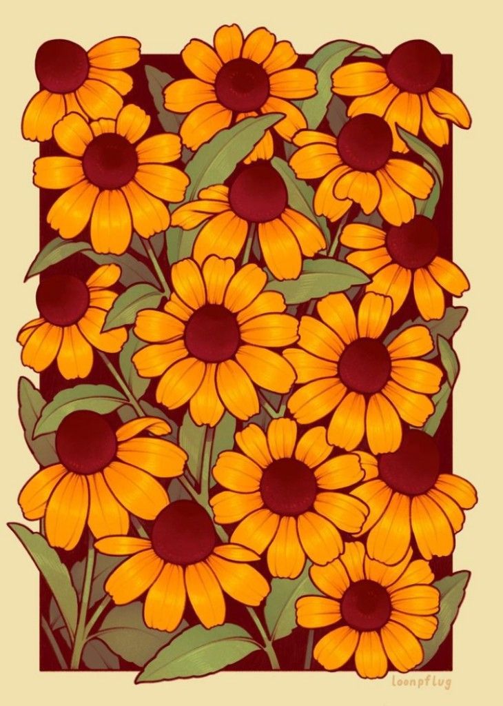 sunflowers are arranged in a square pattern