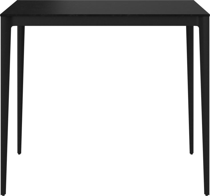 a black table with two legs and a square top on an isolated white background,