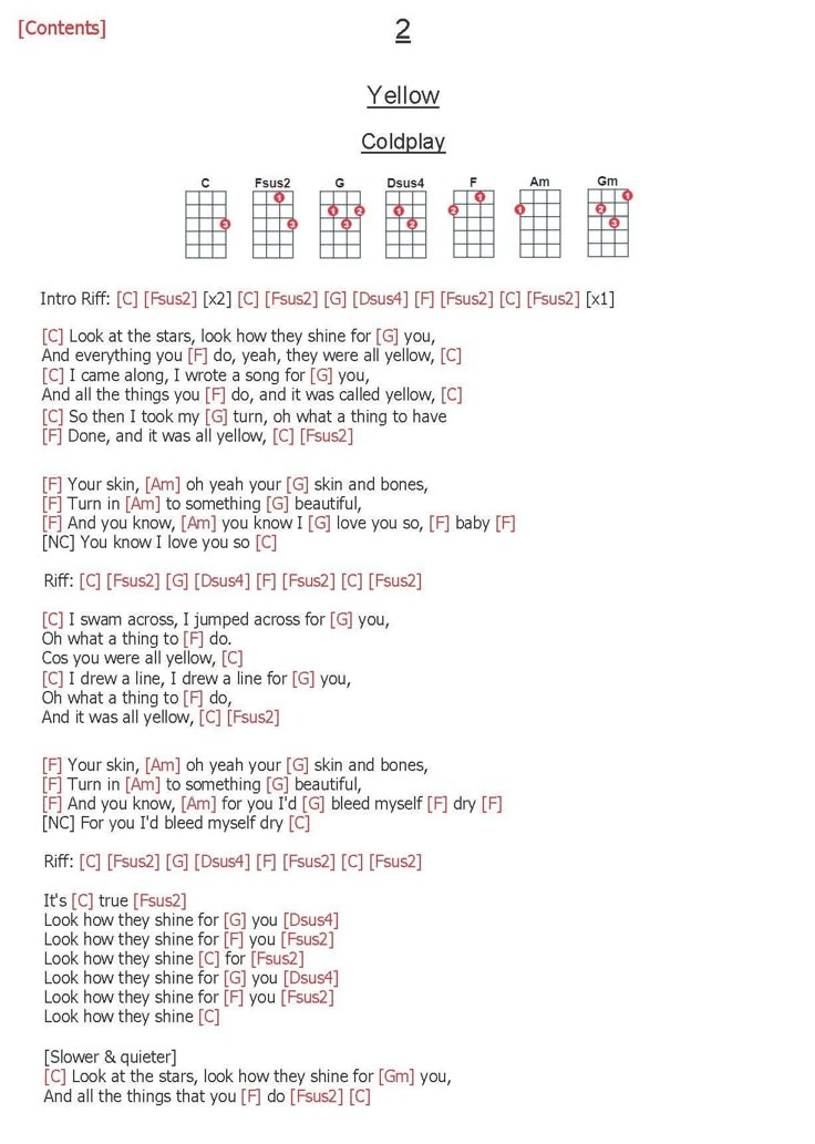 the guitar chords are arranged in red and black