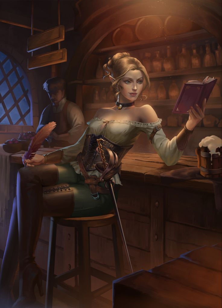 a woman sitting at a bar holding a book