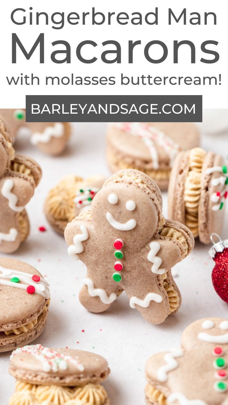 gingerbread man macarons with molasses buttercream are the perfect holiday treat