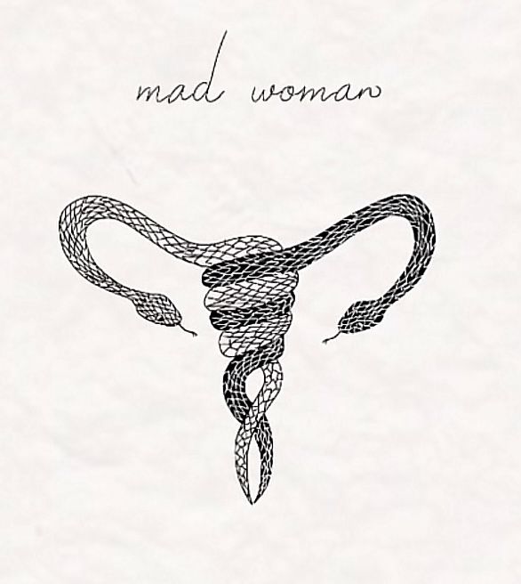 the cover art for mad woman's album, featuring an image of a snake