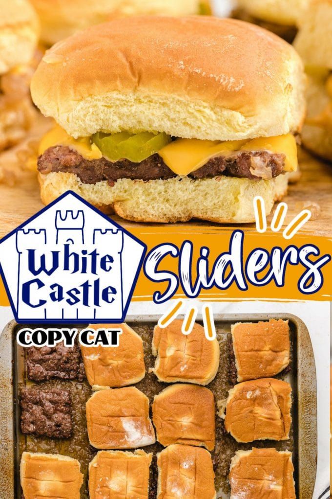 a cheeseburger and other pastries on a table with the words white castle sliders copycat