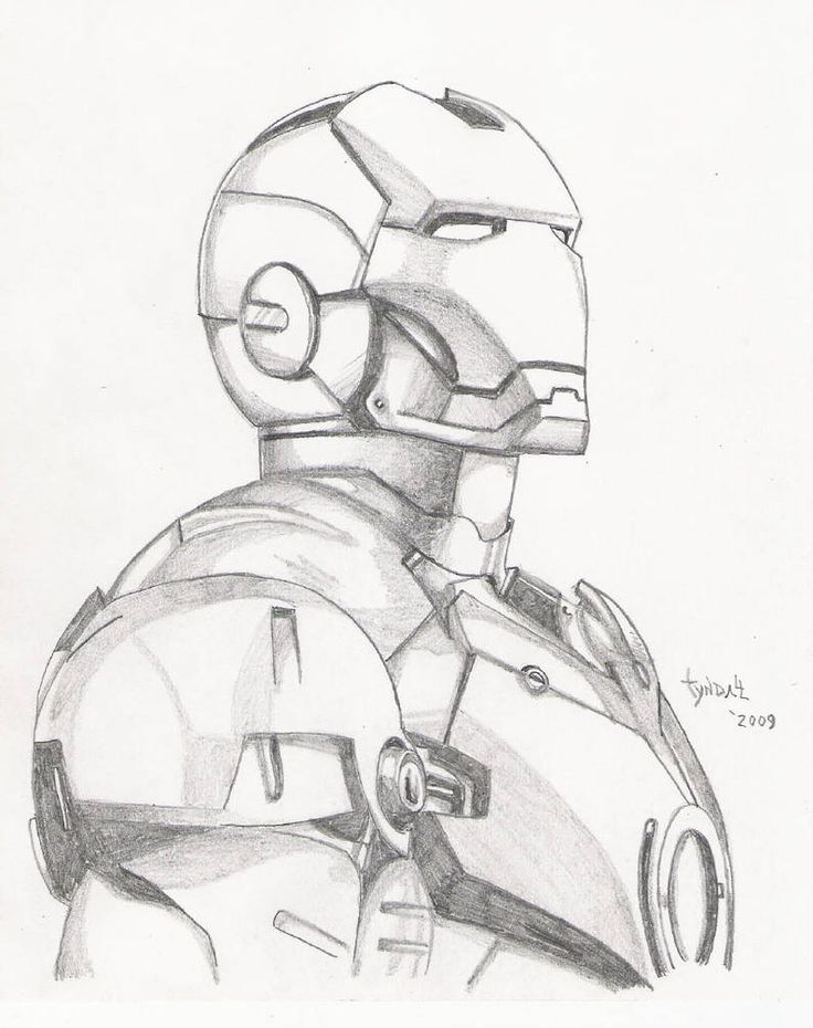 a drawing of a man with a helmet on