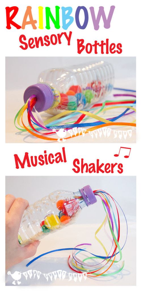 there are two pictures one has a plastic shaker and the other has colorful beads in it