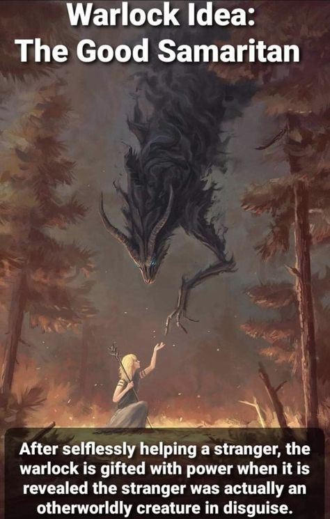 an image of a dragon attacking a person in the woods with text that reads, warlock