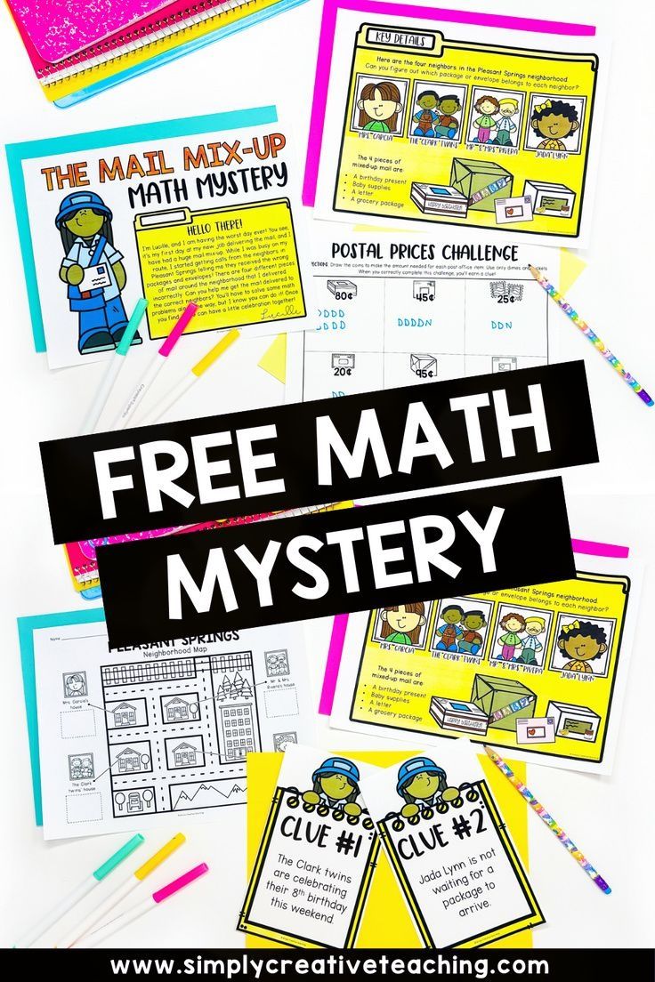 the free math mystery game for kids with pictures and text overlay that says, free math mystery