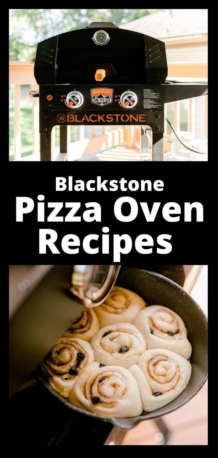 Top Photo:  A Blackstone Pizza Oven.  Bottom Photo:  Placing a pan of homemade cinnamon rolls into a Blackstone Pizza Oven. Black Stone Pizza, Wood Burning Pizza Oven Recipes, Pizza Stone Recipes, Outdoor Pizza Oven Recipes, Pizza For One, Make Pizza Sauce, Blackstone Pizza, Outdoor Gas Pizza Oven, Outdoor Griddle Recipes