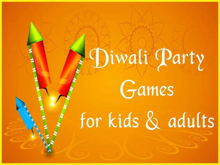 an orange background with two red and green crayons on it that says diwali party games for kids & adults