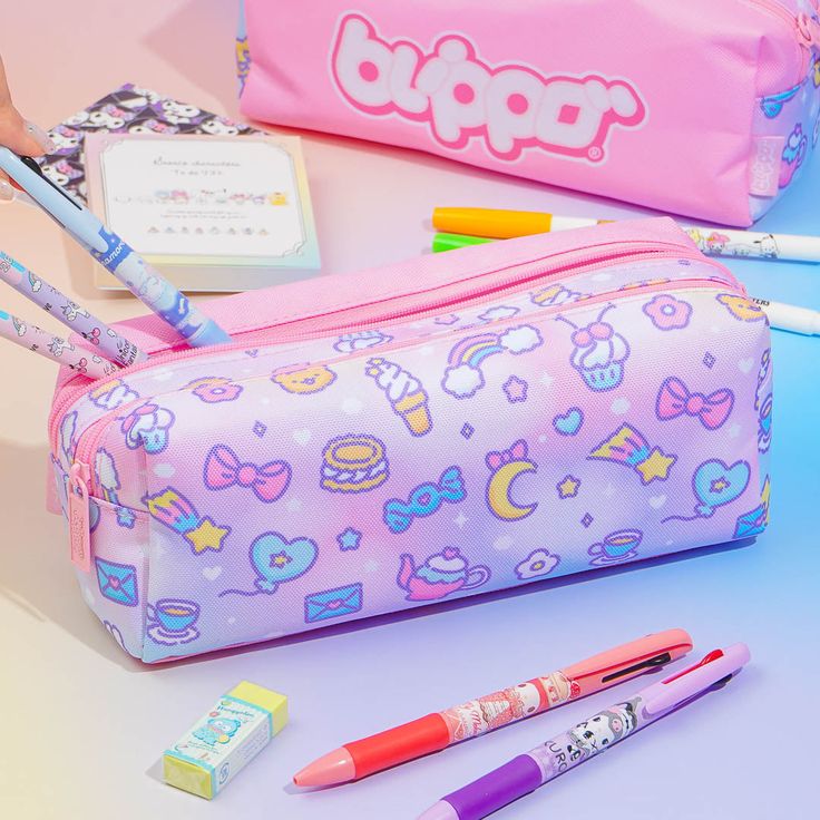 Store stationery in style with our twin zip pencil case! High-quality Blippo product designed in Japan Printed logo detail 2 zipped compartments Features two roomy zipped compartments to store your pens, pencils, and markers. Pack everything in for an organized stationery collection that is easy to grab and go! Discover the birthplace of kawaii cuteness with our Harajuku collection! Perfect for adding a splash of Blippo style! Kawaii School Pencil Case With Zipper, Kawaii Pencil Case With Zipper For School, Kawaii Pencil Case With Zipper Pouch For School, Kawaii School Pencil Case With Pen Slots, Kawaii Pencil Case With Pen Slots For School, Kawaii Rectangular Pencil Case With Zipper Closure, Kawaii Zipper Pouch Stationery For School, Trendy Pencil Case With Zipper Closure For Students, Pink School Stationery With Zipper Closure