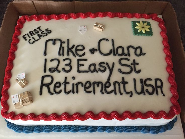 a cake that has been decorated with the words make - and - clamp, 123 easy st retirement usr