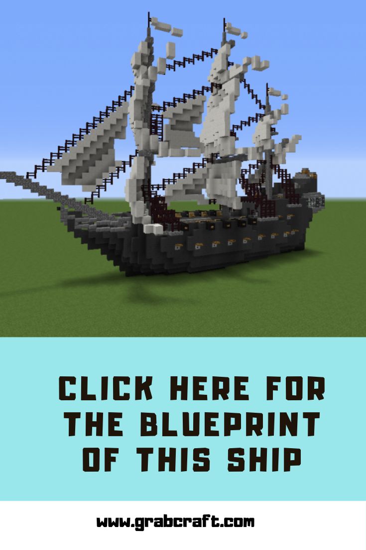 an image of a pirate ship with text that reads click here for the blueprint of this ship