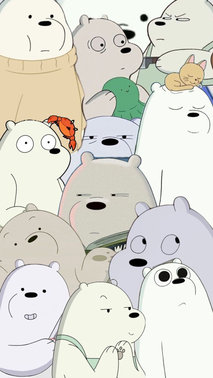 a group of cartoon bears standing next to each other