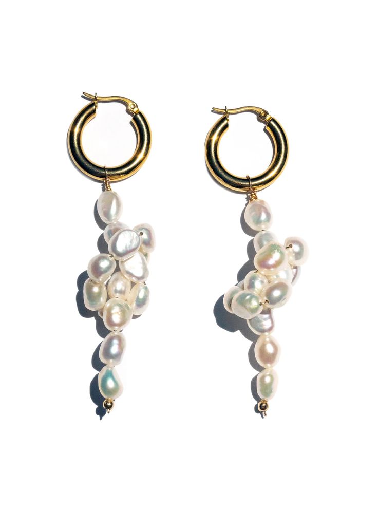 Our Milano earrings are a chic & fun twist on the classic pearl. Styled beautifully with your favorite LBD, for summer evenings in the city sipping Negroni's. - 18k gold plated stainless steel hoops - Hand selected luminous freshwater pearls - Gold filled wire Elegant Pearl Charm Earrings For Summer, Elegant Pearl Earrings With Pearl Charm For Summer, Elegant Summer Pearl Earrings With Pearl Charm, Handmade Pearl Yellow Gold Hoop Earrings, Handmade Yellow Gold Pearl Hoop Earrings, Summer Pearl Drop Earrings, Handmade Yellow Gold Hoop Earrings With Pearl, Summer Pearl Earrings For Pierced Ears, Elegant Gold Pearl Earrings For Summer