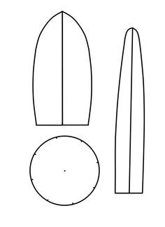 a drawing of a surfboard and its shape