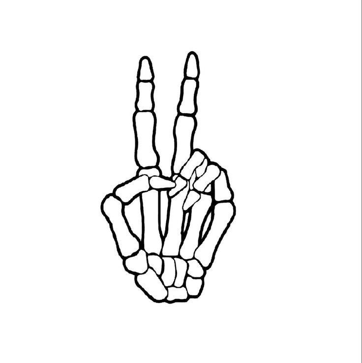 a black and white drawing of a hand making the v sign with its two fingers