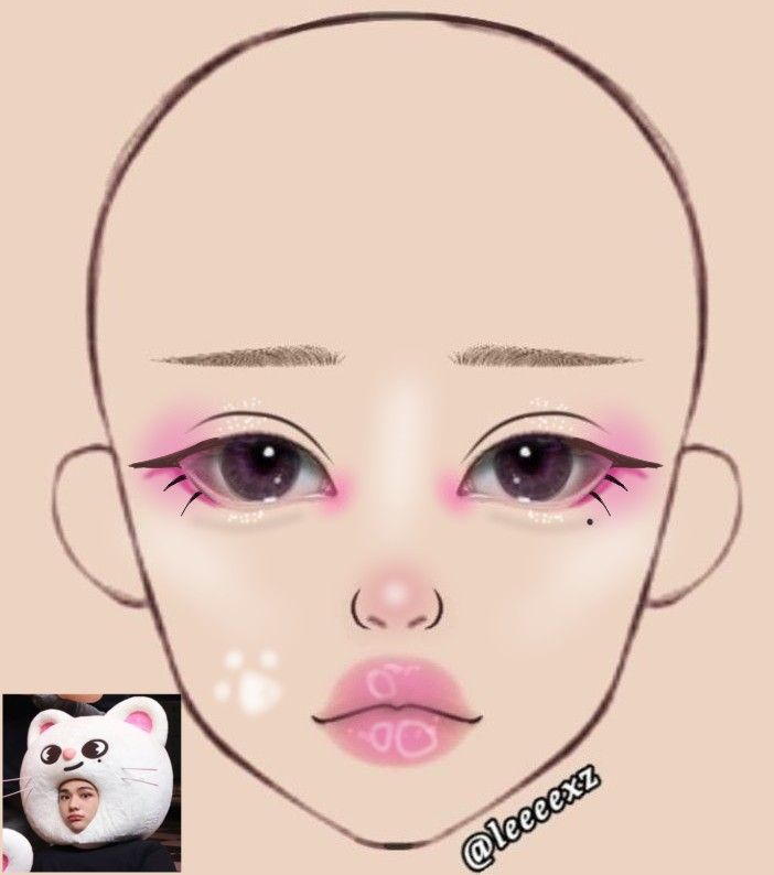 Skz Makeup, Makeup Looks Drawing, Makeup Ideas Drawing, Pop Makeup, Asian Makeup Tutorials, Makeup Charts, Concert Makeup, Punk Makeup, Makeup Drawing