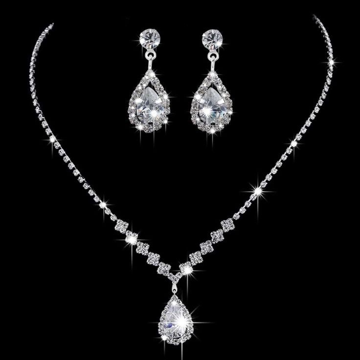 New & Never Used!!! Glamorous Rhinestone Teardrop Jewelry Set Necklace Size: 18.5“ Earring Size: 1.1” *Buy 4 For $15 Or 7 For $25! Deal Is For Any Items With The Emoji, Most Listings Have Only One Item For Sale So There May Not Be Multiples Of A Listing.* *Anything Over 5lbs Will Incur An Extra Shipping Charge Per Poshmark Limits And Rules* Bride Jewelry Set, Teardrop Jewelry, Wedding Bride Jewelry, Crystal Jewelry Sets, Designer Necklace, Bride Accessories, Sparkle Jewelry, Fashion Jewelry Sets, Bride Jewellery