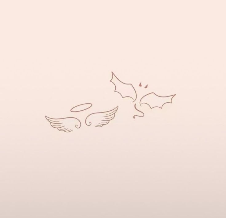 two birds are flying in the sky with wings drawn on it's back side