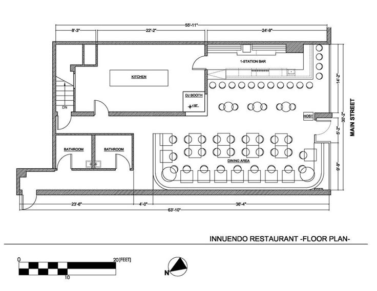 the floor plan for an interior restaurant