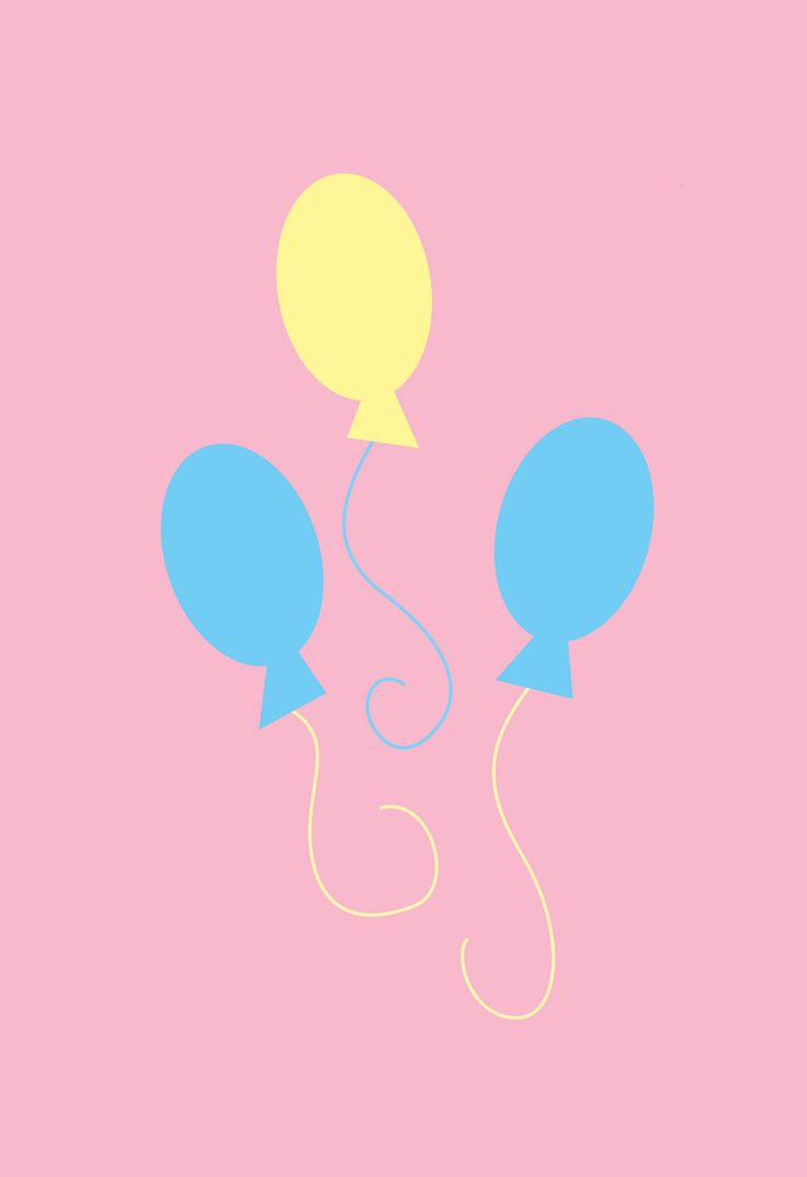 two balloons floating in the air on a pink background