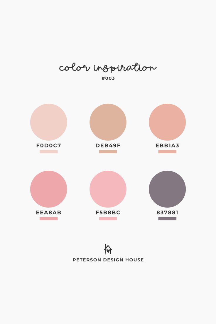 the color guide for different shades of pinks and browns, with text that reads color inspiration