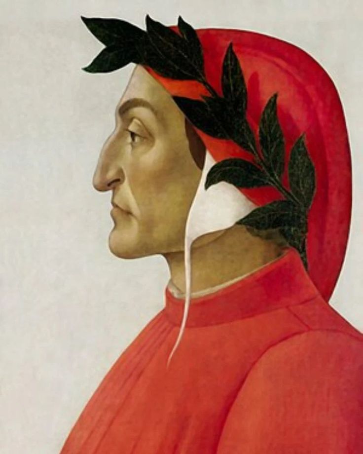 a painting of a man wearing a red hat with leaves on it's head