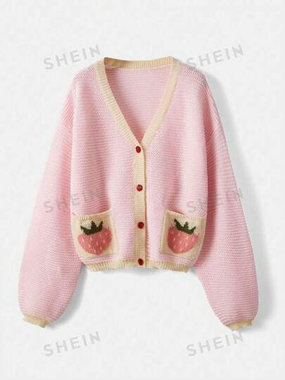 Kawaii Strawberry, Style Kawaii, Strawberry Pattern, Cute Pajama Sets, Beaded Cardigan, Colored Cardigans, Áo Len Cardigan, Plus Size Cardigans, Cute Pajamas