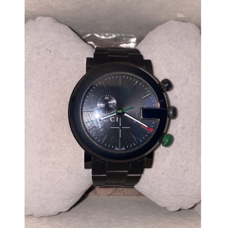 Black G Gucci Watch Gucci Black Luxury Watch, Black Gucci Timeless Watch, Gucci Timeless Black Watch, Black Gucci Watch With Subdials, Designer Black Gucci Watch, Modern Black Gucci Watch, Designer Gucci Watches With Subdials, Modern Gucci Chronograph Watch, Modern Gucci Analog Watch