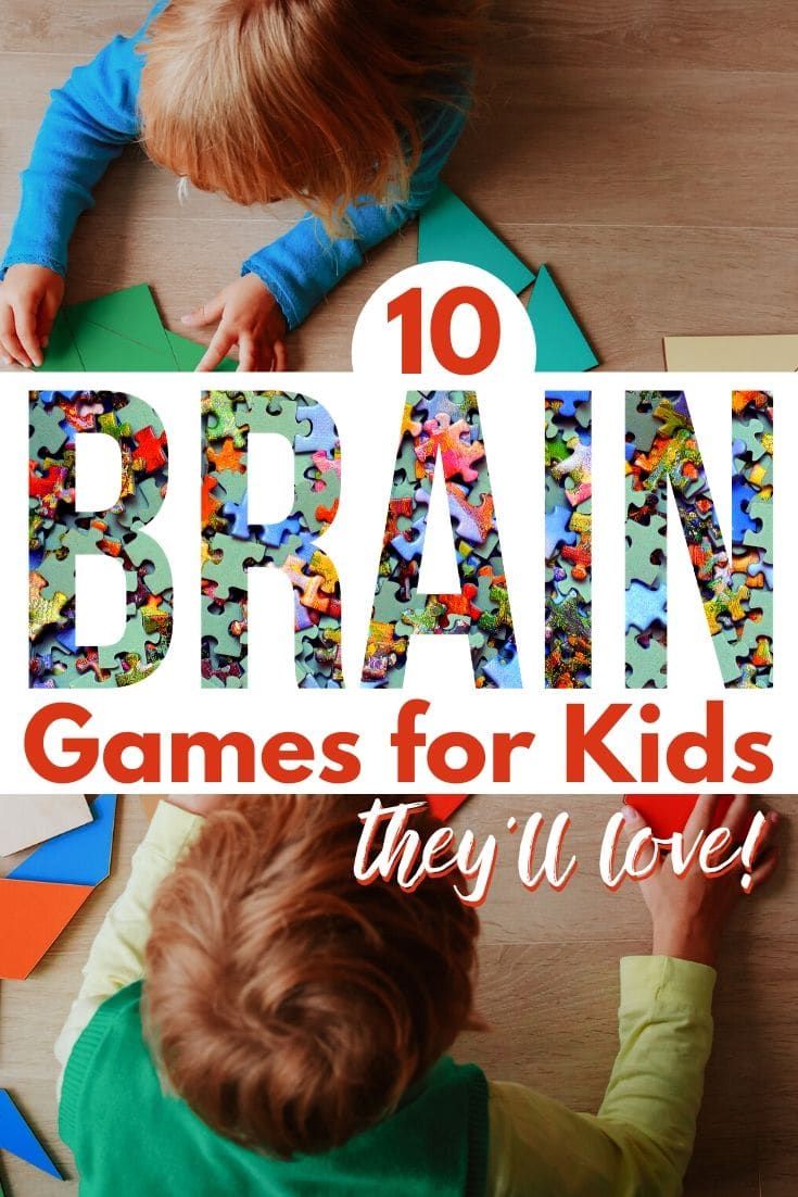 two children playing with the words 10 brain games for kids they'll love