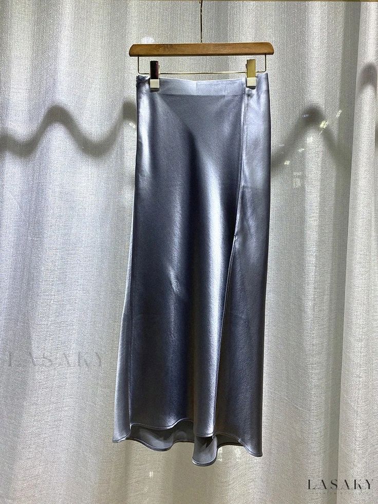 Lasaky - Long Satin Skirt with Elastic Waistband and Slit Opening for a Flowy Look Long Satin Skirt, Skirt With Elastic Waistband, Wrap Around Skirt, Satin Skirt, Types Of Skirts, Olivia Mark, Satin, Elastic, Skirt