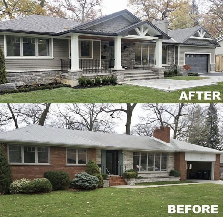 before and after photos of a house in the suburbs