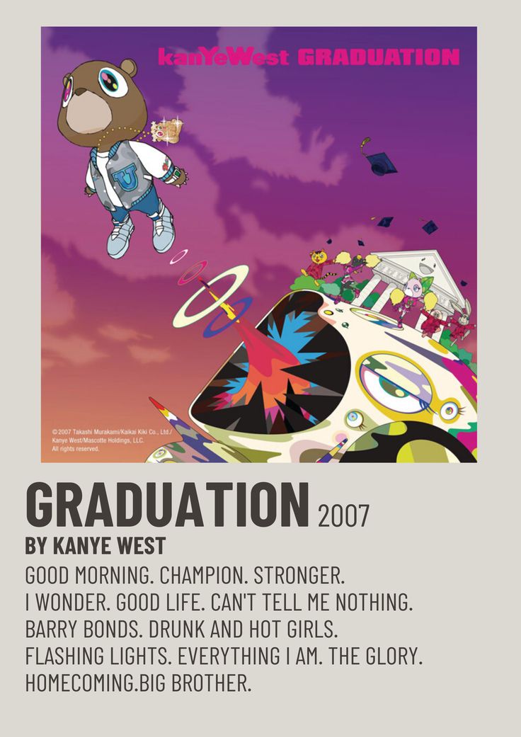 the graduation poster for an upcoming school year, featuring a bear flying through the air