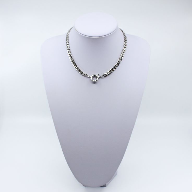 Silver Cuban Link Chain I MCHARMS Silver Cuban Link Jewelry For Everyday, Everyday Silver Cuban Link Jewelry, Classic White Gold Chunky Chain Jewelry, Classic White Gold Jewelry With Chunky Chain, White Gold Metal Necklace With Curb Chain, White Gold Curb Chain Necklace, Trendy White Gold Link Jewelry, Stainless Steel Curb Chain Jewelry, Silver Curb Chain Jewelry For Everyday