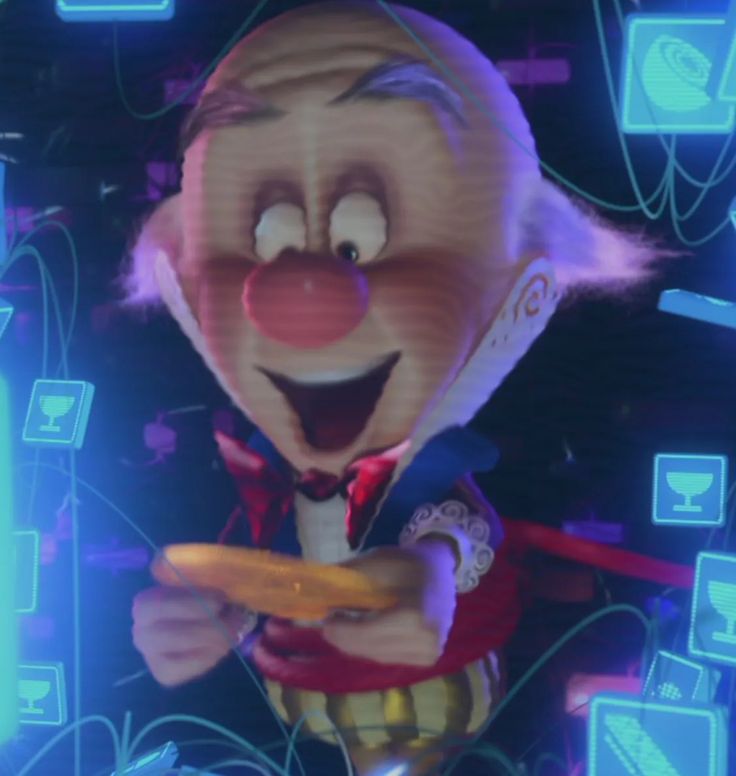 an animated character holding a hot dog in his hand