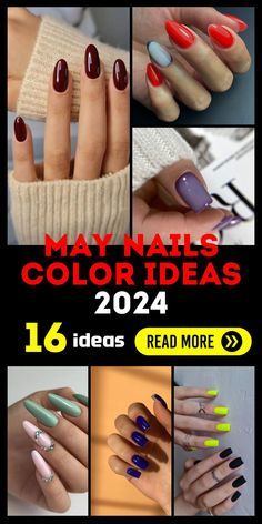 2024 May Nails, May Nails 2024 Trends, Nail Colors For May 2024, One Color On Each Hand Nails, May 2024 Nail Colors, May 2024 Nail Trends, Nails Color 2024, Nails For May 2024, May Nails 2024