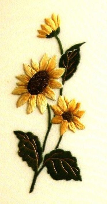 Cross Stitch design Flower Embroidery Ideas, Embroidery Design Flowers, Embroidery Japanese, Áo Blu, Sunflower Embroidery, Sulaman Pita, Crewel Embroidery Kits, Sashiko Embroidery, Hardanger Embroidery