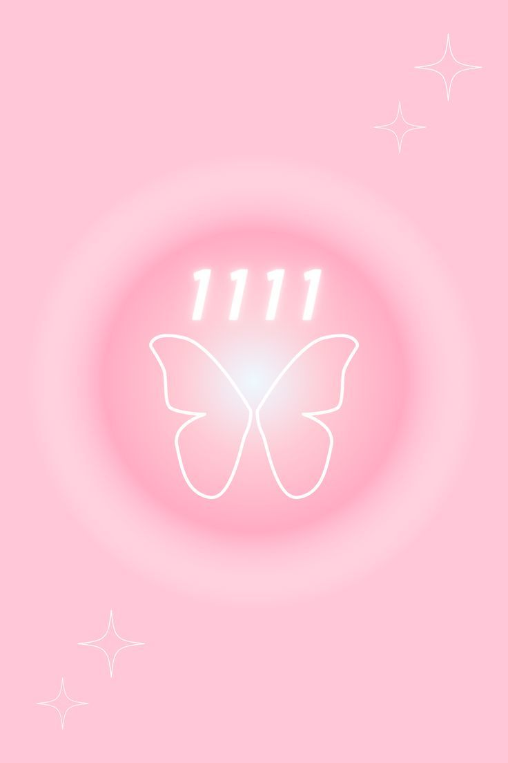 a pink background with white stars and a butterfly on the bottom right corner that says 11 11