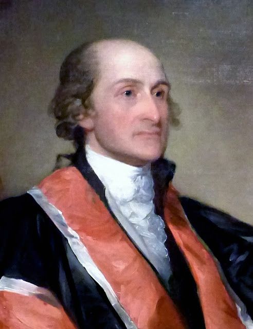 a painting of a man wearing an orange vest and black jacket with white trims