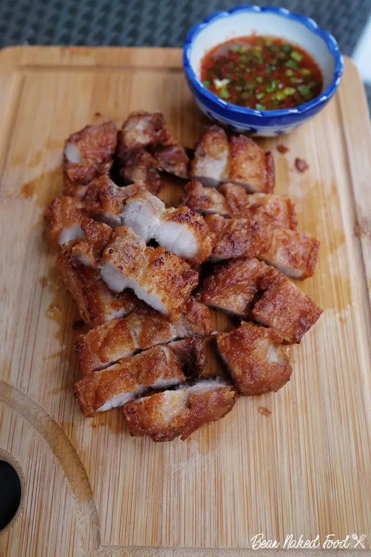 some food is laying on a cutting board