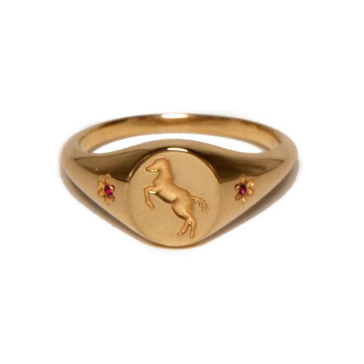 gold ring with pony engraving and rubies Gold Ruby Signet Ring With Polished Finish, Classic Gold Jewelry With Horse Design, Heirloom Gold Ruby Ring Engraved, Heirloom Gold Engraved Ruby Ring, Engraved Yellow Gold 14k Ruby Ring, Heirloom Engraved Yellow Gold Ruby Ring, Heirloom Yellow Gold Engraved Ruby Ring, 14k Yellow Gold Jewelry With Horse Design, Engraved Yellow Gold Ruby Ring As A Gift