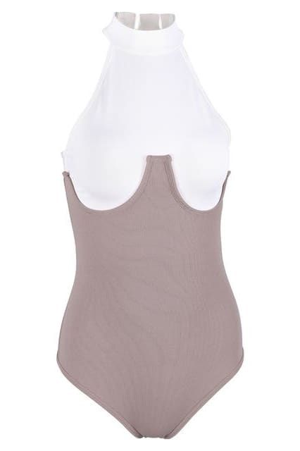 2019 summer women's Fake Two-Piece bodysuit O-neck off shoulder sleeveless body slim jumpsuit stitching new fashion streetwear. Free Shipping Available! Material:COTTON Material:Polyester Material:Spandex Fabric Type:Knitted Fit Type:skinny Pattern Type:Patchwork High Stretch Brown Bodysuit For Summer, Beige Sleeveless Lined Bodysuit, Sleeveless Beige Lined Bodysuit, Summer Stretch Shapewear Bodysuit, Stretch Shapewear Bodysuit For Summer, Sleeveless Shapewear Bodysuit For Summer, High Stretch Summer One-piece Bodysuit, Summer Sleeveless Shapewear Bodysuit, Brown Stretch Bodysuit